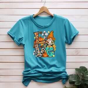 LOVE - Fall Shirt - Gnome - Bella & Canvas - Teal